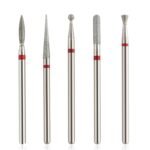 5Pcs Diamond Nail Drill Bits sets,3/32'' Professional Drill Machine Accessories Remove Nail Art Design Manicure (Pink 01set)