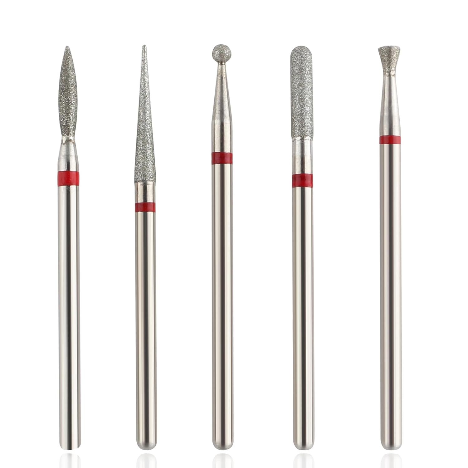 5Pcs Diamond Nail Drill Bits sets,3/32'' Professional Drill Machine Accessories Remove Nail Art Design Manicure (Pink 01set)