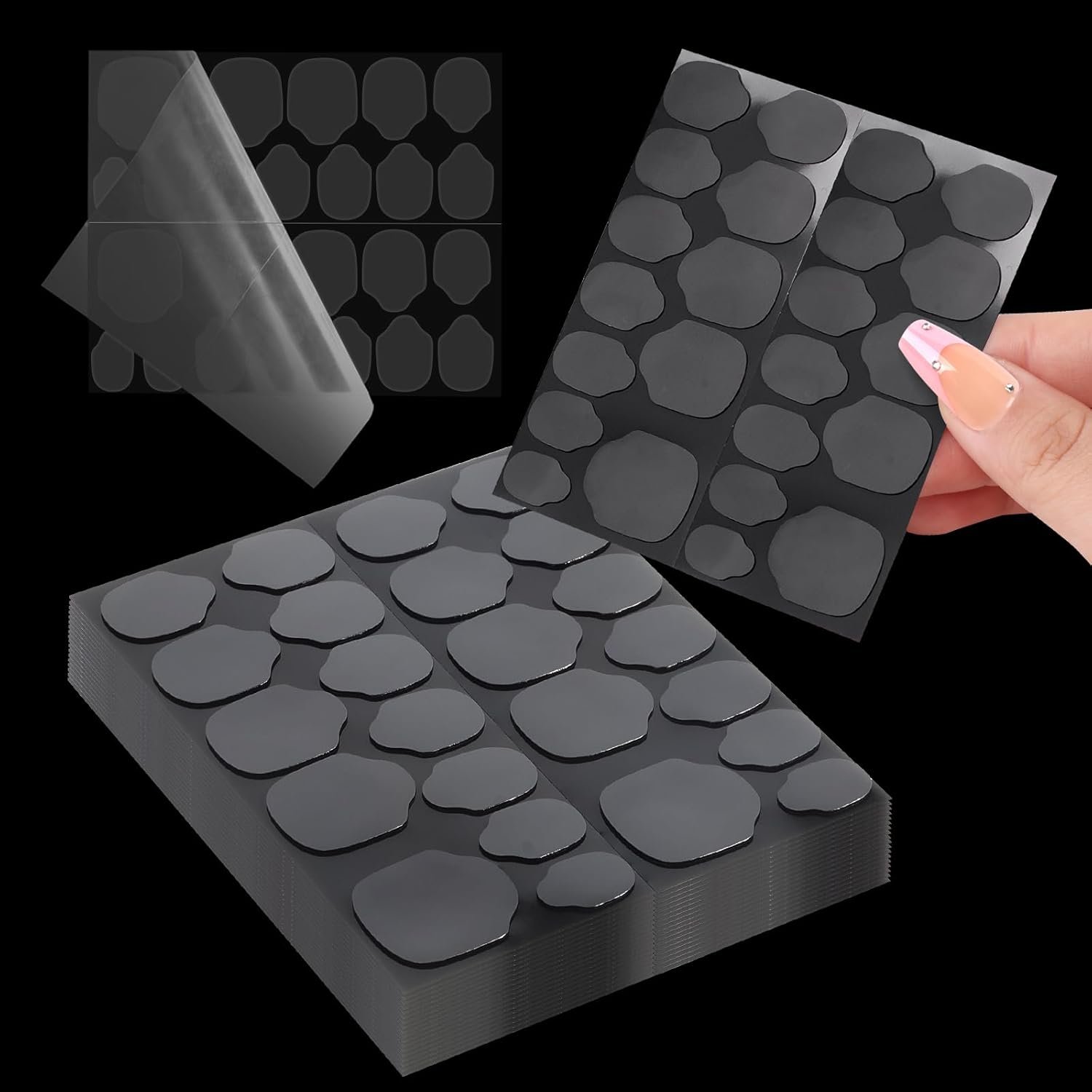 Nail Adhesive Tabs, 480pcs (20 Sheets) Nail Stickers for Press ons, Waterproof & Super Sticky 12 Sizes of Nail Glue Stickers, Double Sided Jelly Press on Nail Stickers for Manicure