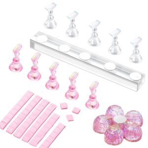 Nail Stand for Press On Nails Display Practice Art Painting Magnetic Fake Nail Holder for Painting Nails Stand for False Nail Designs with Reusable Putty for Home  Beginner Salon Supplies