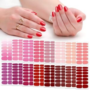 16 Sheets Nail Polish Stickers Full Nail Wraps Stick on Nail Polish Strips Self Adhesive Gel Nail Strips Fingernails Sticker Nails for Women with 1pc Nail File (Stylish Style)