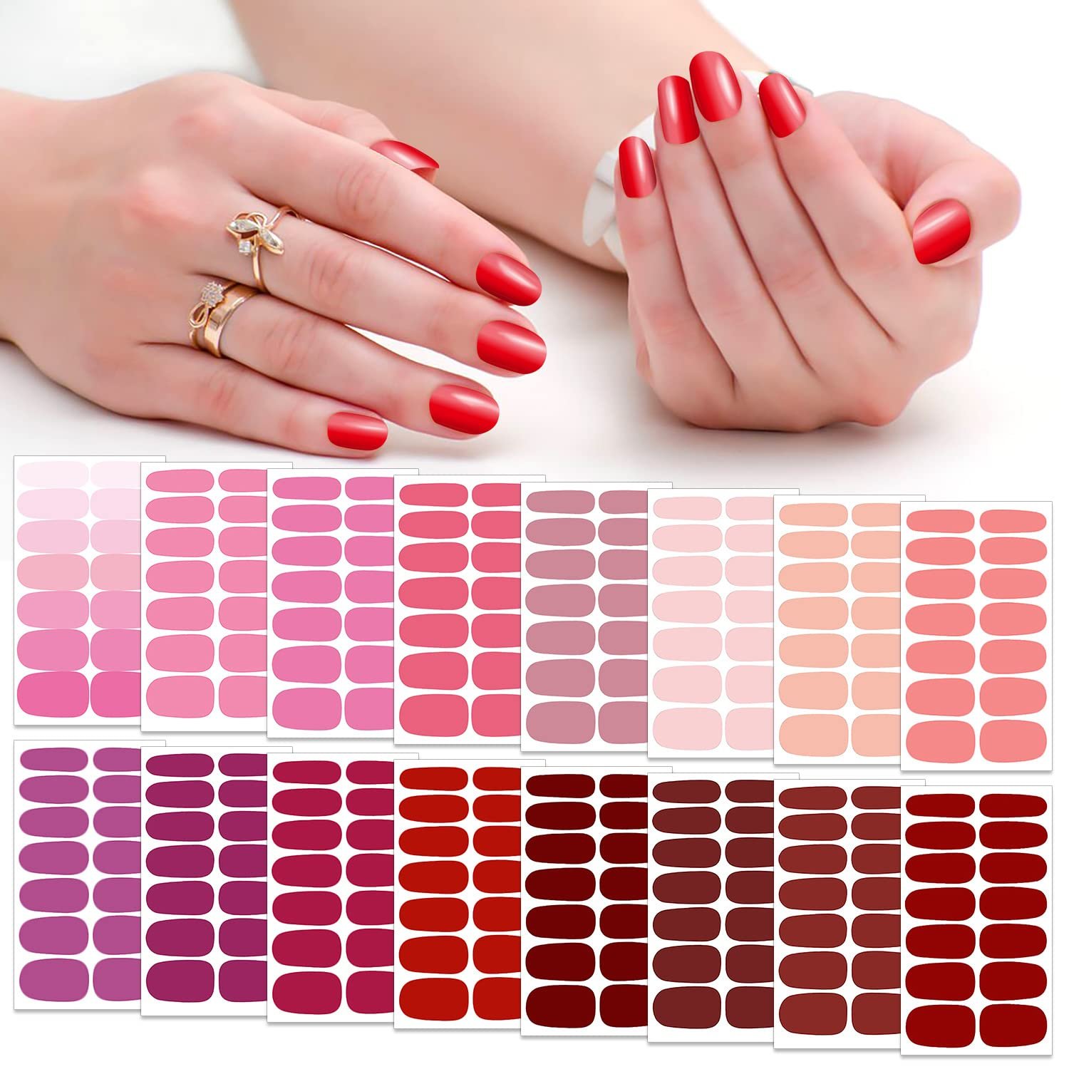 16 Sheets Nail Polish Stickers Full Nail Wraps Stick on Nail Polish Strips Self Adhesive Gel Nail Strips Fingernails Sticker Nails for Women with 1pc Nail File (Stylish Style)