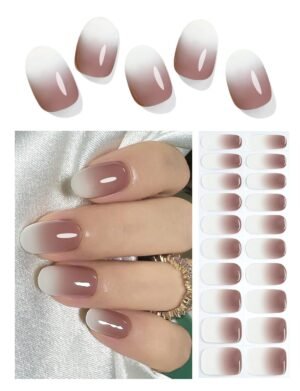 Semi Cured Gel Nail Strips, Chocolate Ombre? 20pcs Gel Nail Stickers Work with , Easy to Use and Remove