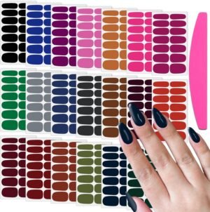 Nail Stickers Full Nail Wraps (20 Sheets, Bright Color), Self Adhesive Nail Polish Strips, Gel Strips Manicure Design, Fingernail Sticker Nails for Women with File