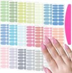 Nail Stickers Full Nail Wraps (20 Sheets, Light Color), Self Adhesive Nail Polish Strips, Gel Strips Manicure Design, Fingernail Sticker Nails for Women with File