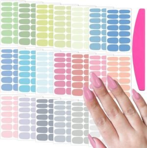 Nail Stickers Full Nail Wraps (20 Sheets, Light Color), Self Adhesive Nail Polish Strips, Gel Strips Manicure Design, Fingernail Sticker Nails for Women with File