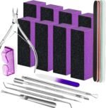 Nail Care Kit, Nail Buffers and Files, Nail Cuticle Tools Kit, Nail Manicure Tools, Finger Nail File Set, Nail Buffer Block, Nail Cuticle Nippers, Ingrown Toenail Tools, Nail Care Tool Kit