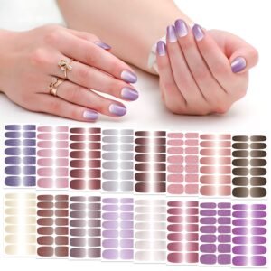 16 Sheets Glitter Nail Wraps for Women Nail Polish Strips Self Adhesive Nail Polish Stickers Gel Nail Strips Fingernail Manicure Stickers Nails Art Accessories with 1pc File